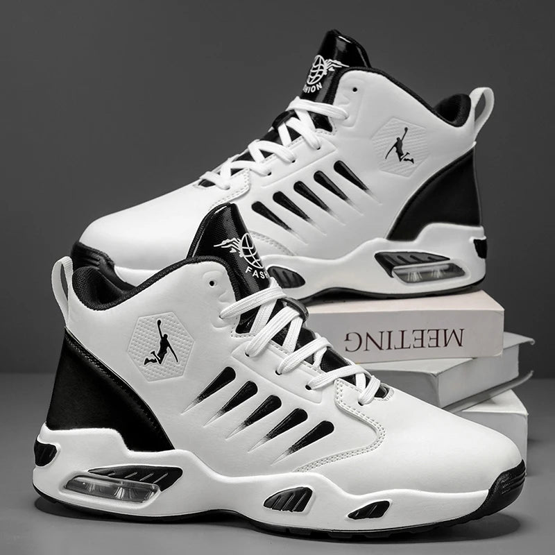 Men's Basketball Shoes - Comfortable Athletic Casual Shoes with Cushioned Rubber Soles, Lace-Up Design Suitable for Gym, Basketball, Jogging - All-Season Performance Shoes, Lightweight for Everyday Wear, Wear-Resistant and Du