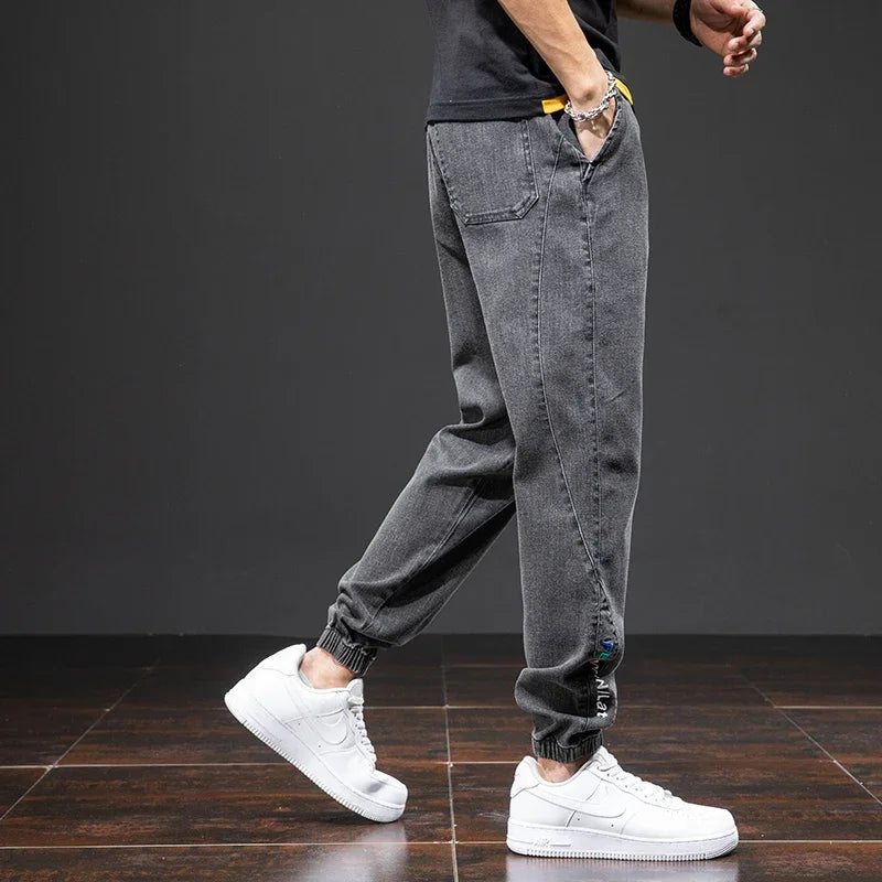 Spring Summer Black Blue Cargo Jeans Men Streetwear Denim Jogger Pants Men Baggy Harem Jean Trousers Plus Size M-8XL