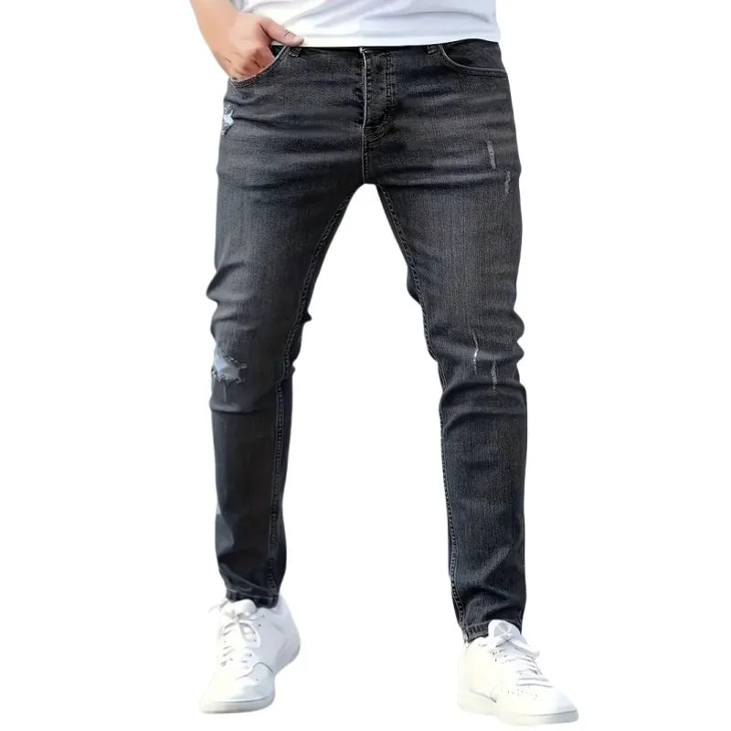 Men Elastic Skinny Jeans Casual Denim Pants Slim Fit Trousers Multi-Pocket Black Jeans Soild Cargo Pants Streetwear Man Clothing