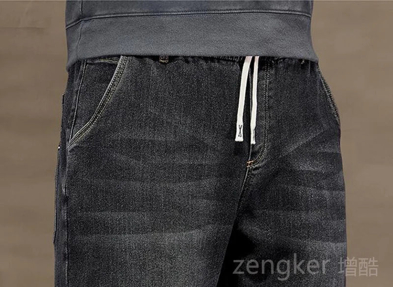 plus size jeans men loose straight autumn man high elasticity father trousers 44 46 48 jeans for men 7XL 6XL 5XL 8XL