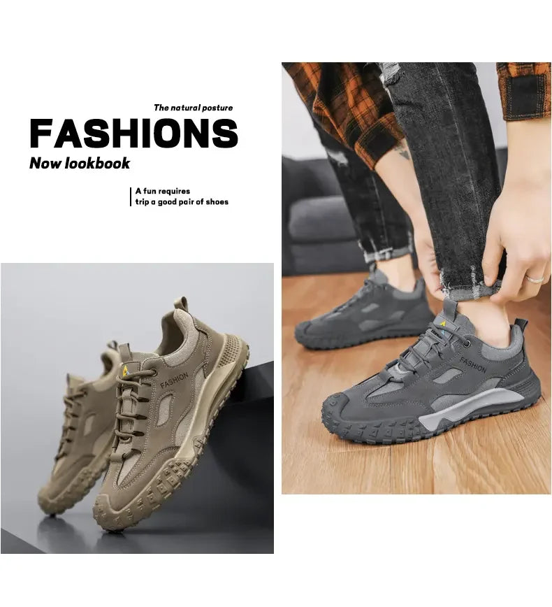 Sneakers for Men High Quality Thick Soled Work Strap Outdoor Mountaineering Anti Slip Platform Wear-resistant Casual Sport Shoes