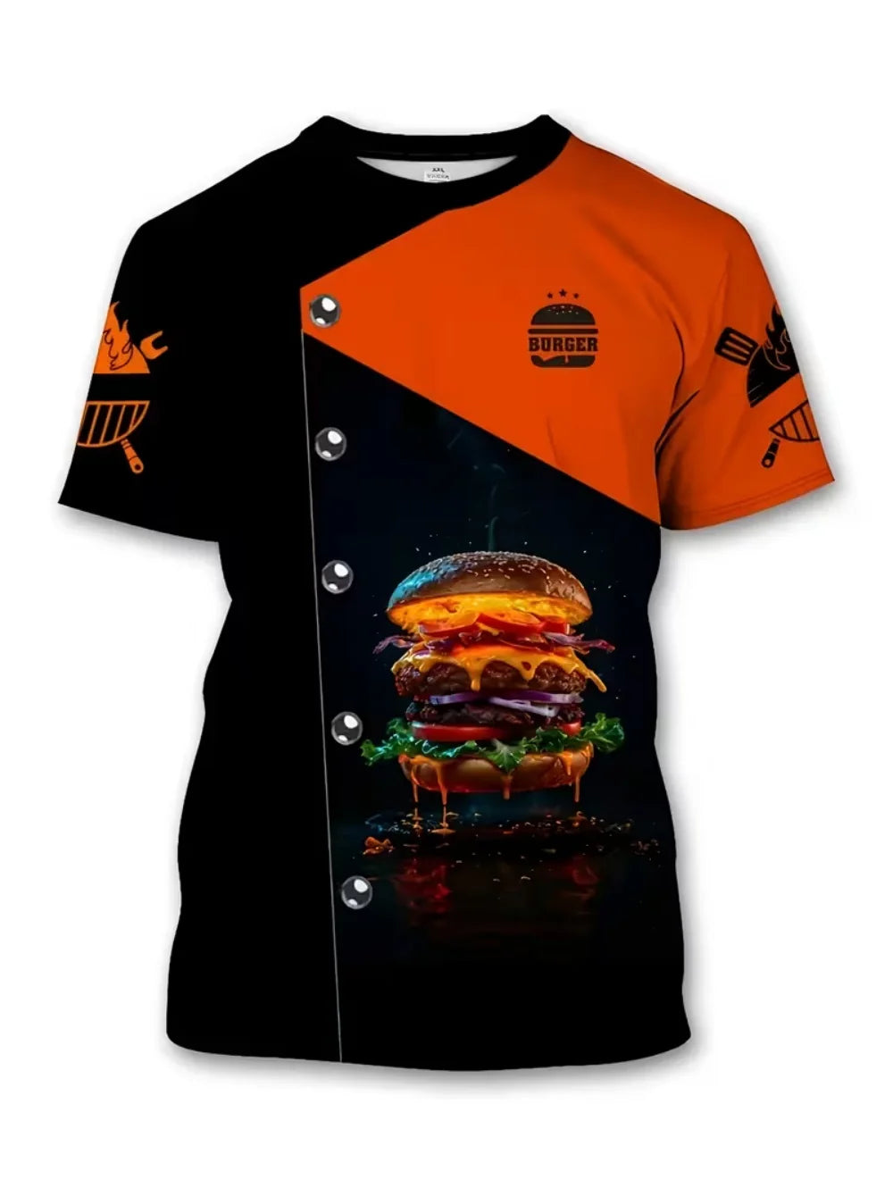 Men T-Shirts 3D Printed Fashion Chef Graphic Summer Short Sleeve Work T-Shirts Loose Lightweight Oversized Funny Work Tees Tops