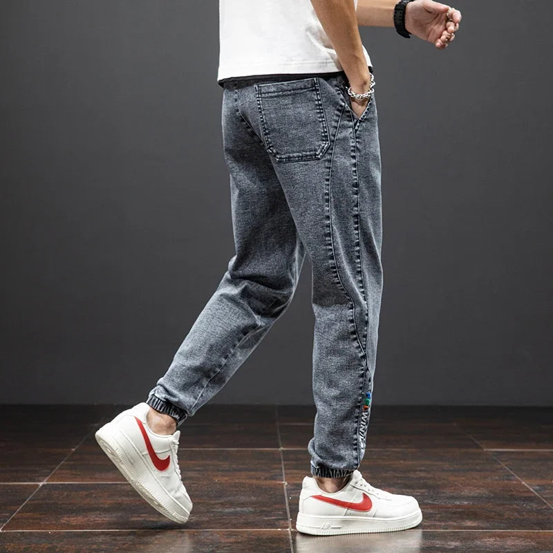 Spring Summer Black Blue Cargo Jeans Men Streetwear Denim Jogger Pants Men Baggy Harem Jean Trousers Plus Size M-8XL