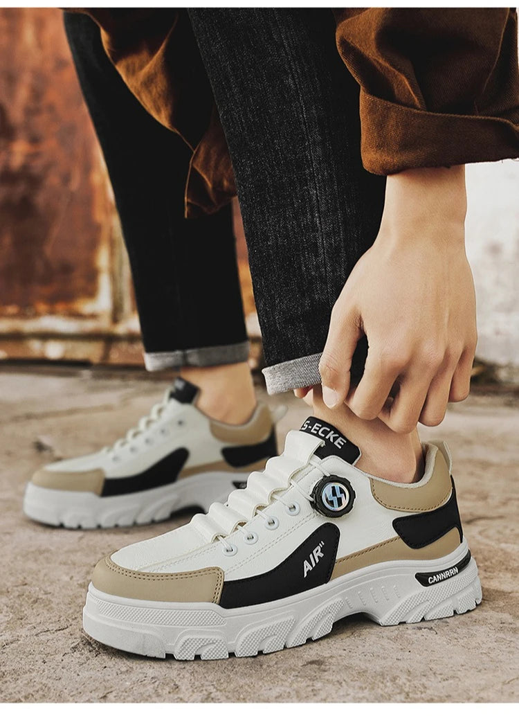 Brand Men Sneakers Leather Platform Casual Shoes for Men Outdoor Comfortable Walking Shoes Luxury Designer Men Running Shoes New