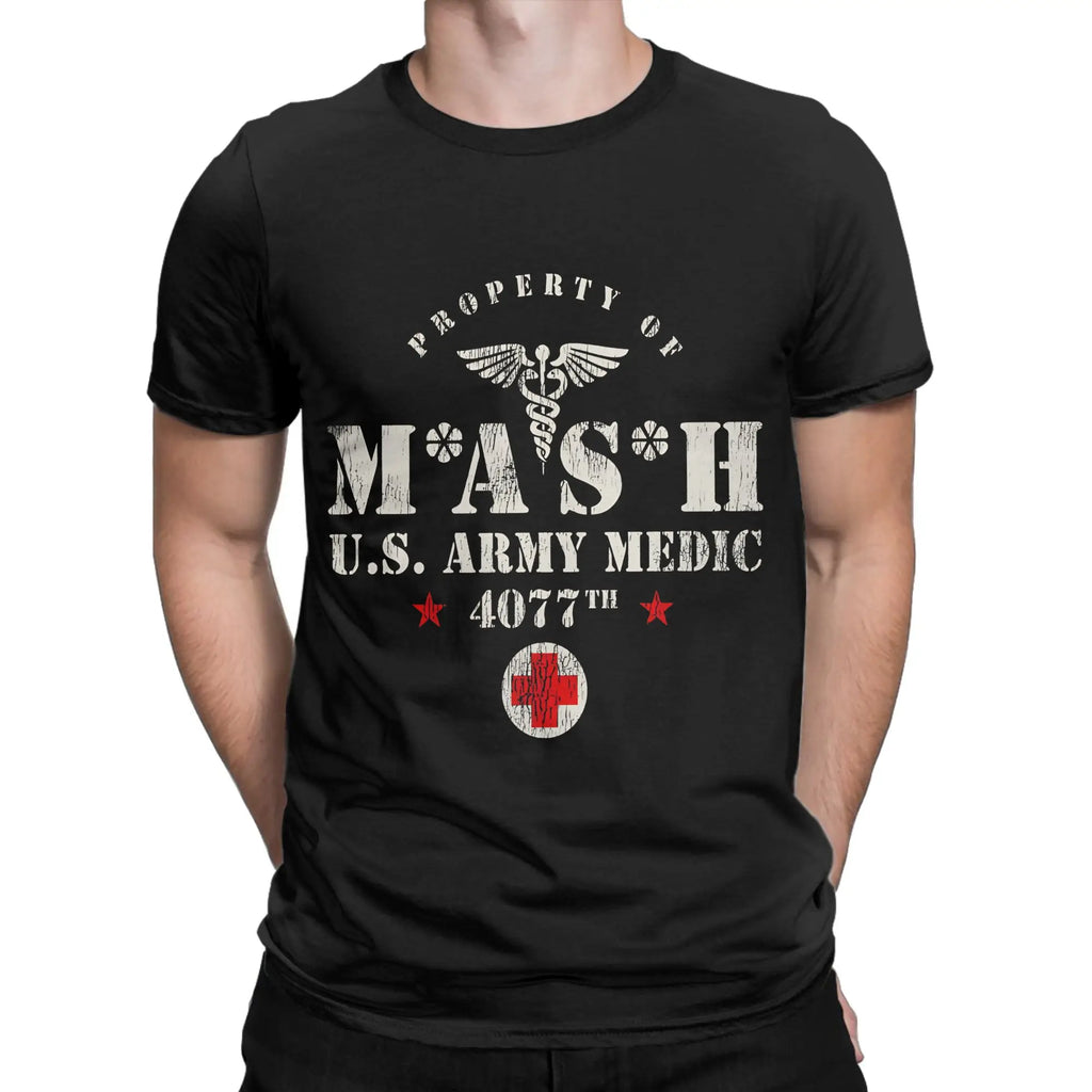 Men's MASH 4077  T Shirts  Cotton Clothes Awesome Short Sleeve Crew Neck Tees Plus Size T-Shirts