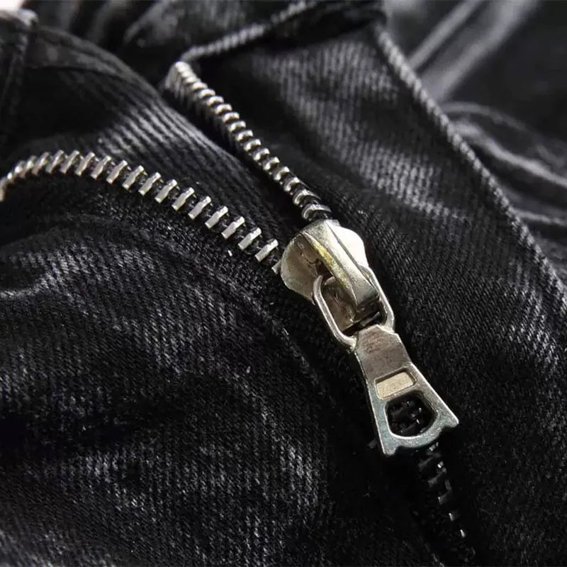 2026 Punk Y2K Style Rivet Design Black Slim Jeans Pants For Men Clothing Streetwear New Rock Cotton Long Trousers Ropa Hombre