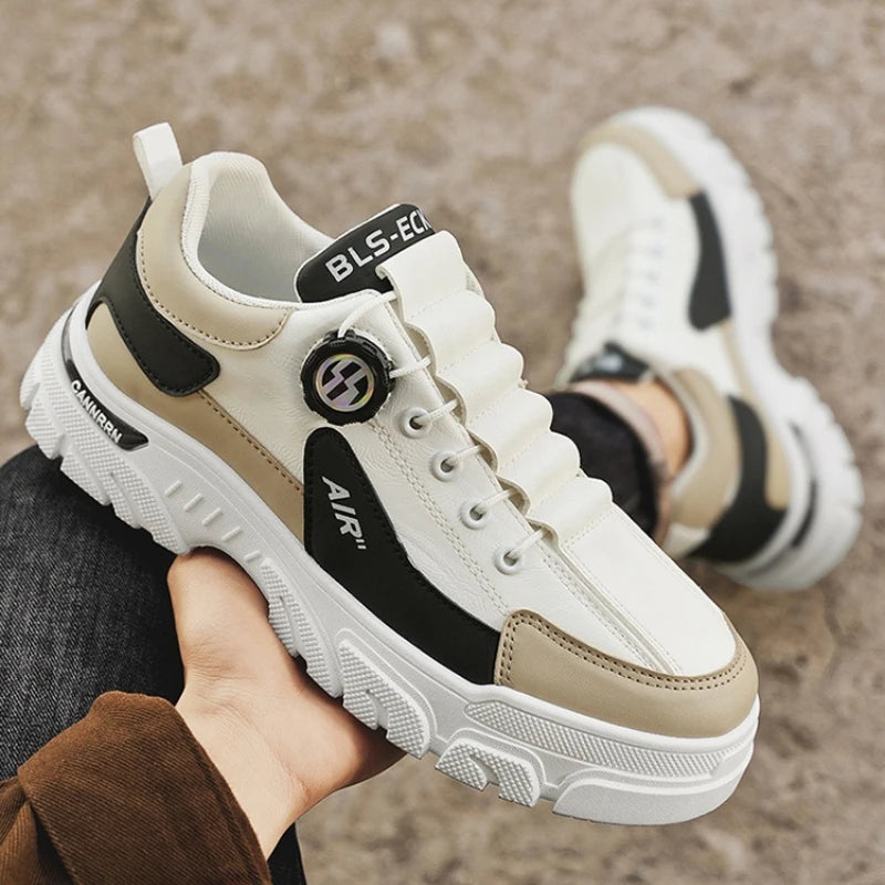Brand Men Sneakers Leather Platform Casual Shoes for Men Outdoor Comfortable Walking Shoes Luxury Designer Men Running Shoes New