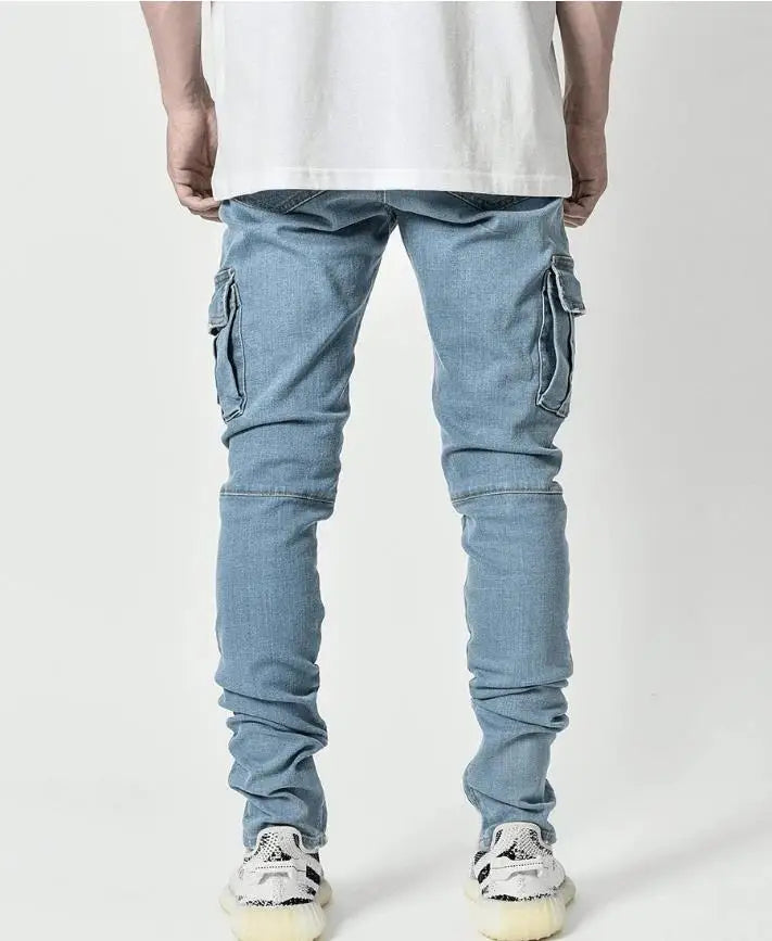 New Spring New Hot Sale Stretch Men's Jeans Fashion Trendy Casual Knee Wear-Resistant Comfortable Zipper Feet Skateboard Pants