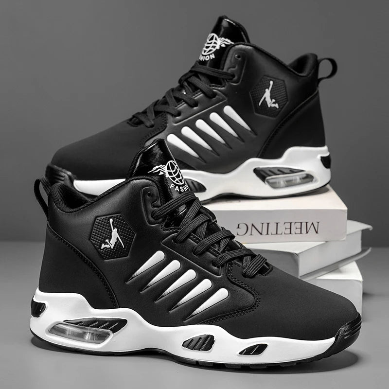 Men's Basketball Shoes - Comfortable Athletic Casual Shoes with Cushioned Rubber Soles, Lace-Up Design Suitable for Gym, Basketball, Jogging - All-Season Performance Shoes, Lightweight for Everyday Wear, Wear-Resistant and Du