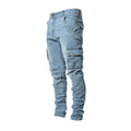 Men Elastic Skinny Jeans Casual Denim Pants Slim Fit Trousers Multi-Pocket Black Jeans Soild Cargo Pants Streetwear Man Clothing
