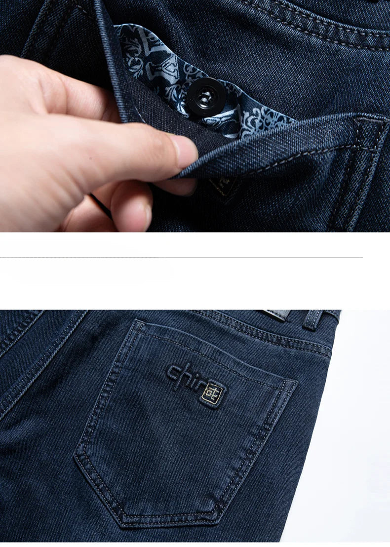 2024 Spring Autumn New Business Straight Jeans Men Embroidery Casual Versatile Fashion Mens Clothing Denim Trousers Male Clothes