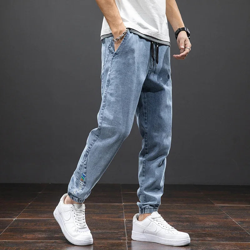Spring Summer Black Blue Cargo Jeans Men Streetwear Denim Jogger Pants Men Baggy Harem Jean Trousers Plus Size M-8XL