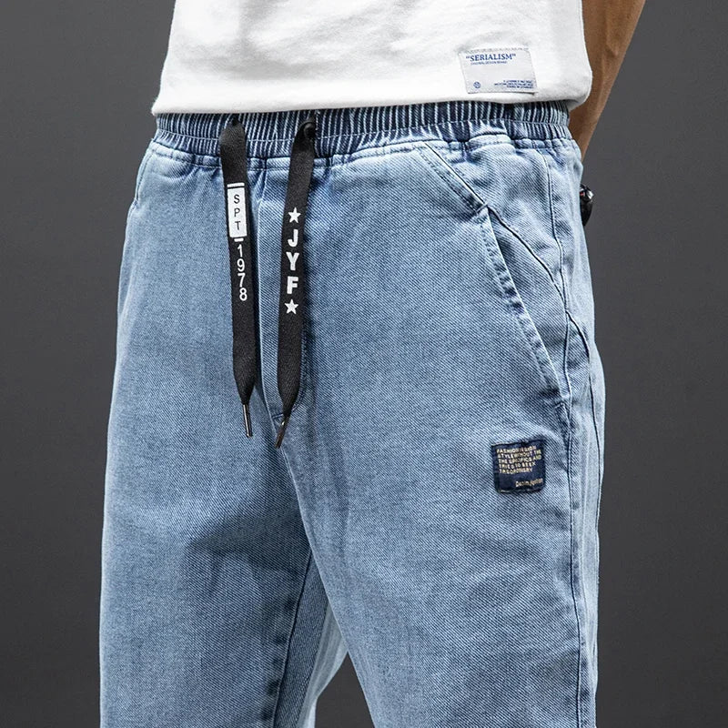 Spring Summer Black Blue Cargo Jeans Men Streetwear Denim Jogger Pants Men Baggy Harem Jean Trousers Plus Size M-8XL