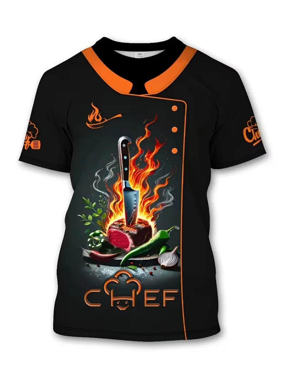 Men T-Shirts 3D Printed Fashion Chef Graphic Summer Short Sleeve Work T-Shirts Loose Lightweight Oversized Funny Work Tees Tops