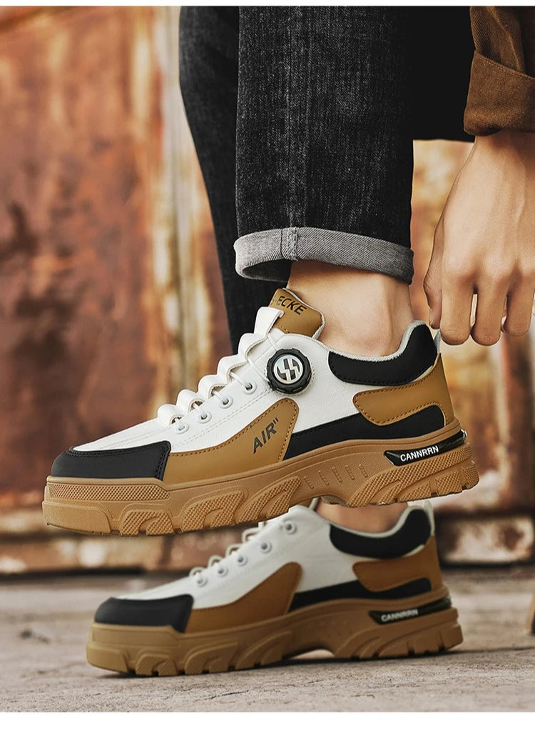 Brand Men Sneakers Leather Platform Casual Shoes for Men Outdoor Comfortable Walking Shoes Luxury Designer Men Running Shoes New