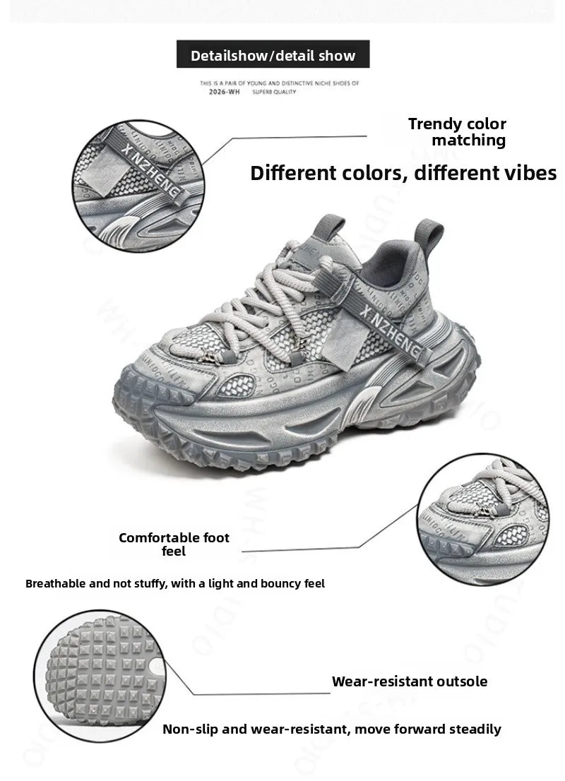 Shoes for Men Mesh Breathable Platform Sneakers Light Luxury High-end Casual Men Shoes Trend Comfort Men Shoes Кроссовки Мужские