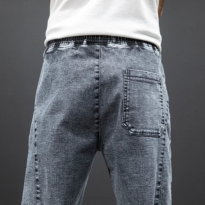 Spring Summer Black Blue Cargo Jeans Men Streetwear Denim Jogger Pants Men Baggy Harem Jean Trousers Plus Size M-8XL