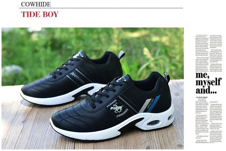 2026Men's Sneakers Versatile Air Cushion Running Shoes Men Platform Leather Vulcanized Shoes Breathable Men Casual Sport Shoes