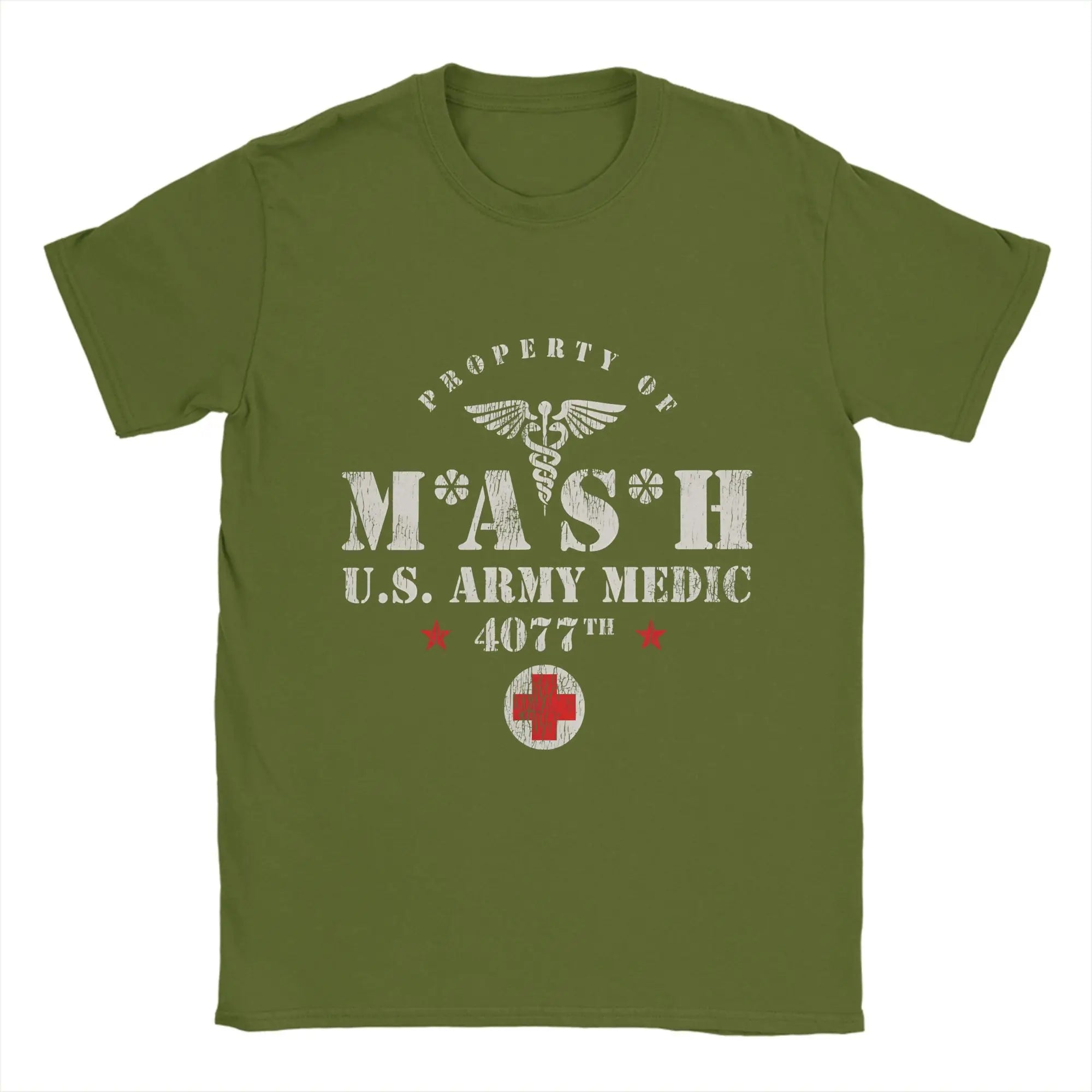 Men's MASH 4077  T Shirts  Cotton Clothes Awesome Short Sleeve Crew Neck Tees Plus Size T-Shirts