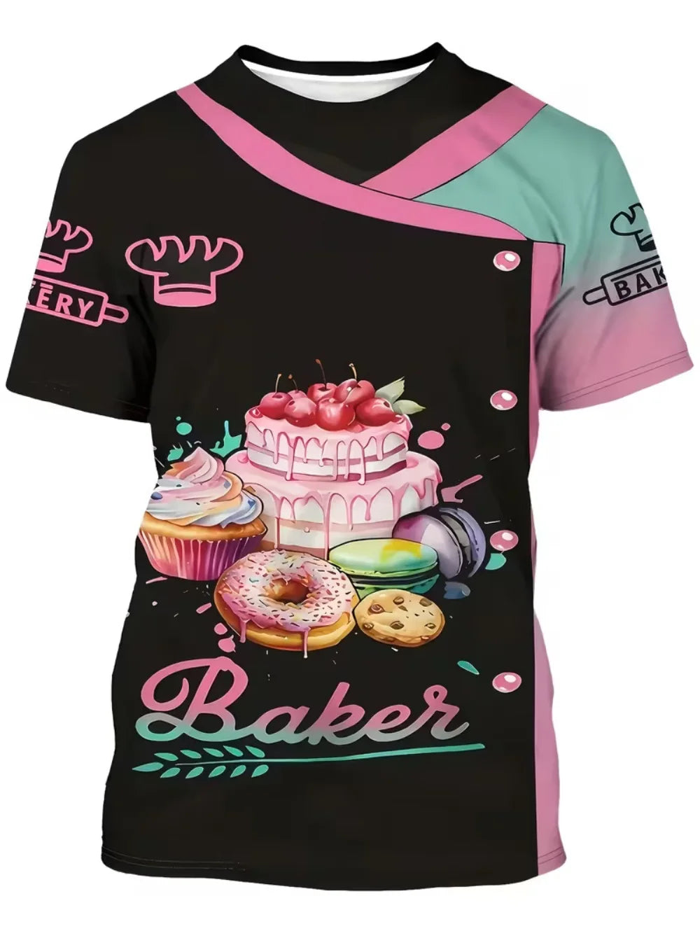 Men T-Shirts 3D Printed Fashion Chef Graphic Summer Short Sleeve Work T-Shirts Loose Lightweight Oversized Funny Work Tees Tops