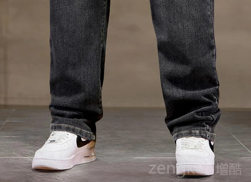plus size jeans men loose straight autumn man high elasticity father trousers 44 46 48 jeans for men 7XL 6XL 5XL 8XL