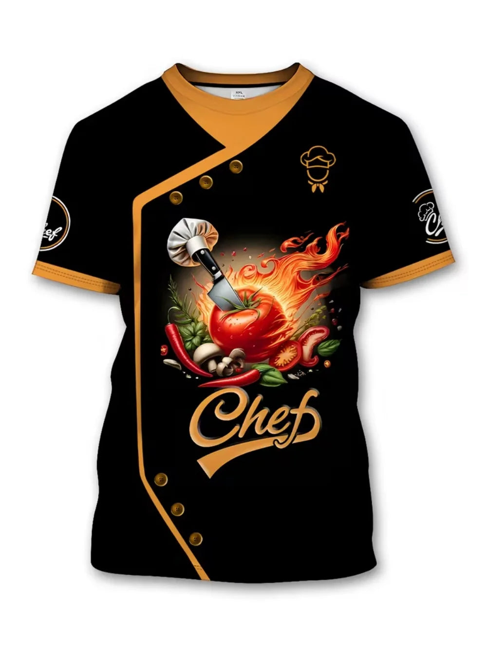 Men T-Shirts 3D Printed Fashion Chef Graphic Summer Short Sleeve Work T-Shirts Loose Lightweight Oversized Funny Work Tees Tops