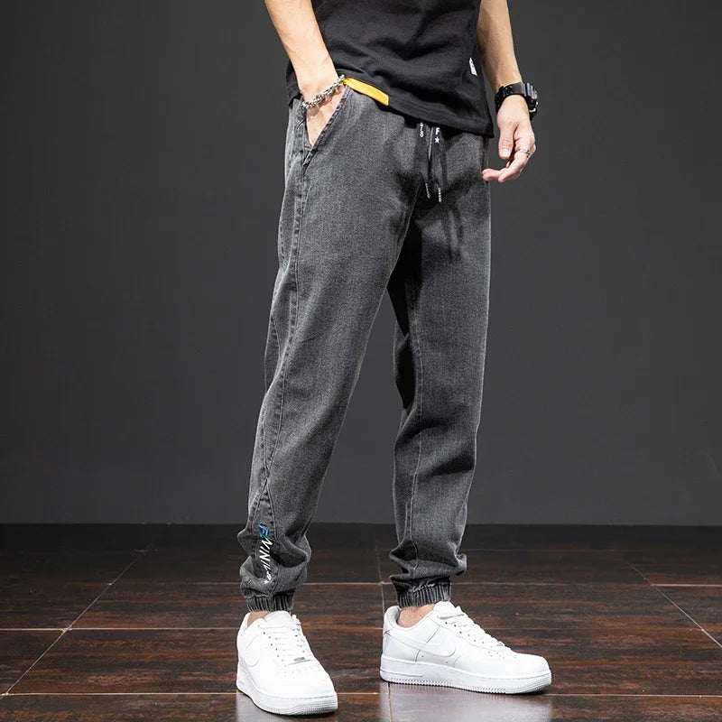 Spring Summer Black Blue Cargo Jeans Men Streetwear Denim Jogger Pants Men Baggy Harem Jean Trousers Plus Size M-8XL