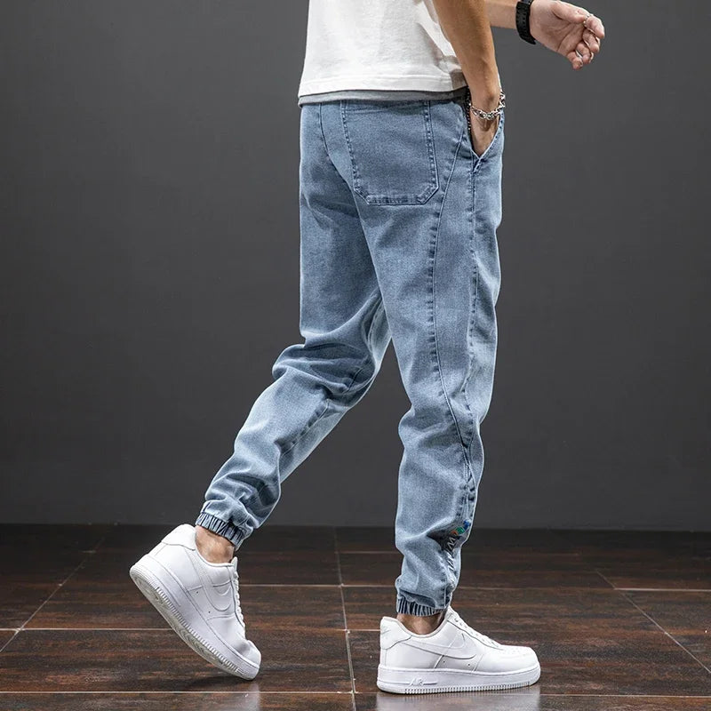 Spring Summer Black Blue Cargo Jeans Men Streetwear Denim Jogger Pants Men Baggy Harem Jean Trousers Plus Size M-8XL