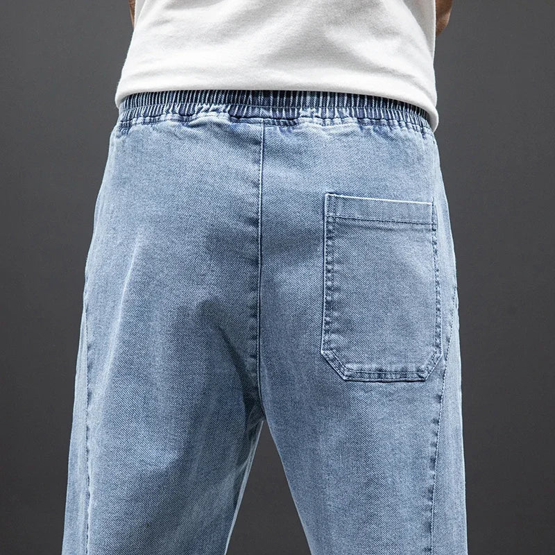 Spring Summer Black Blue Cargo Jeans Men Streetwear Denim Jogger Pants Men Baggy Harem Jean Trousers Plus Size M-8XL