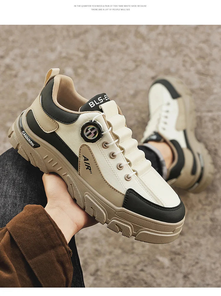 Brand Men Sneakers Leather Platform Casual Shoes for Men Outdoor Comfortable Walking Shoes Luxury Designer Men Running Shoes New