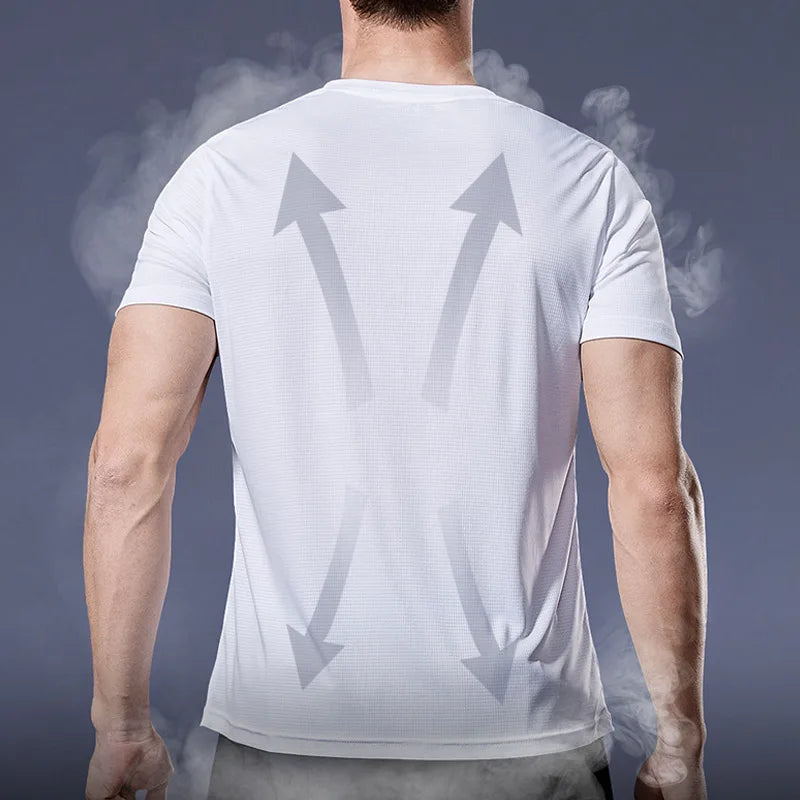 Men's Running T-Shirt Quick Dry Gym Sport Shirt Tops Short Sleeve Training Exercise Workout Shirts Summer Tops Tee Men Rashguard