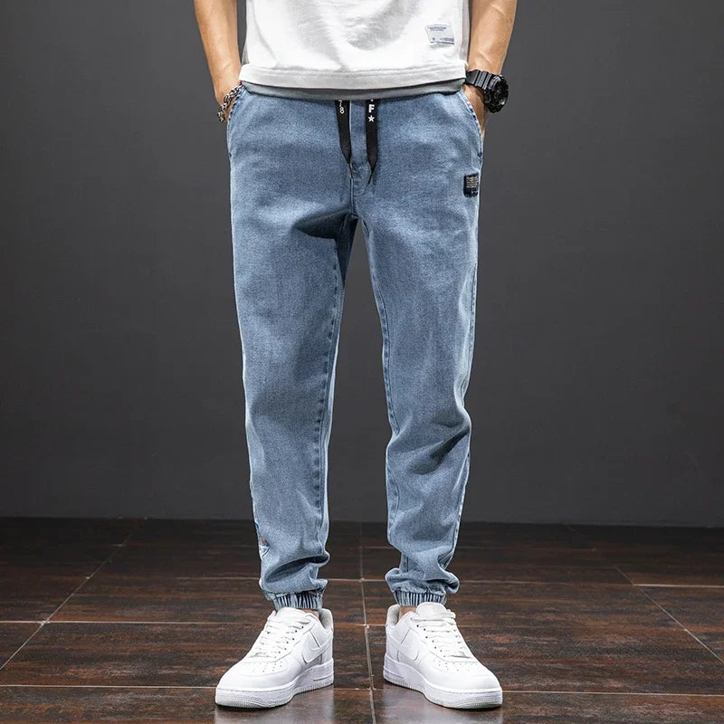 Spring Summer Black Blue Cargo Jeans Men Streetwear Denim Jogger Pants Men Baggy Harem Jean Trousers Plus Size M-8XL