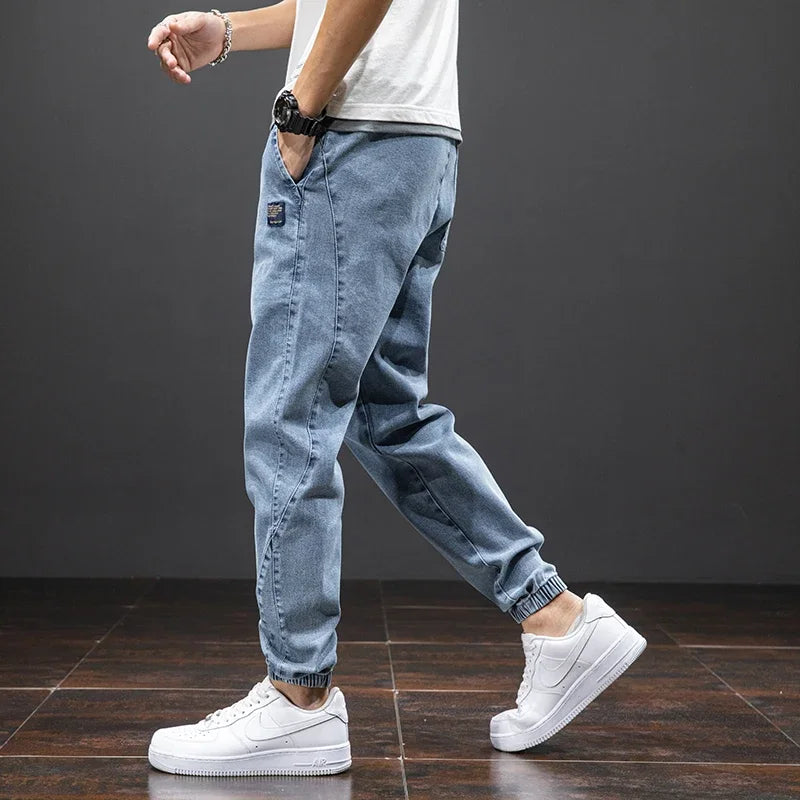 Spring Summer Black Blue Cargo Jeans Men Streetwear Denim Jogger Pants Men Baggy Harem Jean Trousers Plus Size M-8XL