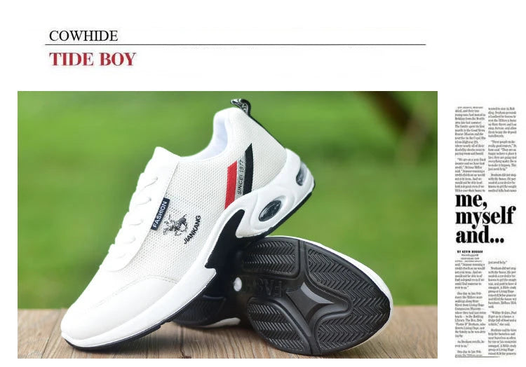 2026Men's Sneakers Versatile Air Cushion Running Shoes Men Platform Leather Vulcanized Shoes Breathable Men Casual Sport Shoes
