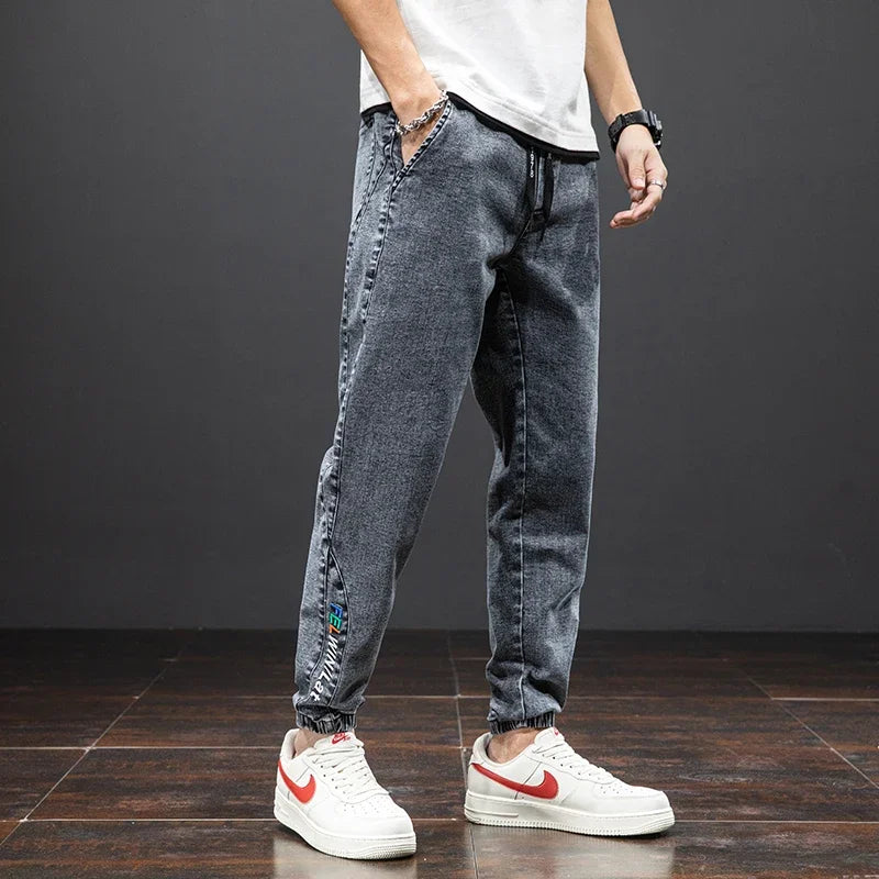 Spring Summer Black Blue Cargo Jeans Men Streetwear Denim Jogger Pants Men Baggy Harem Jean Trousers Plus Size M-8XL