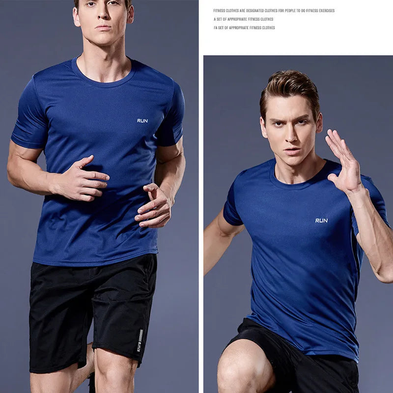 Men's Running T-Shirt Quick Dry Gym Sport Shirt Tops Short Sleeve Training Exercise Workout Shirts Summer Tops Tee Men Rashguard