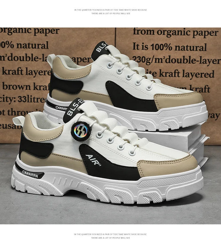 Brand Men Sneakers Leather Platform Casual Shoes for Men Outdoor Comfortable Walking Shoes Luxury Designer Men Running Shoes New