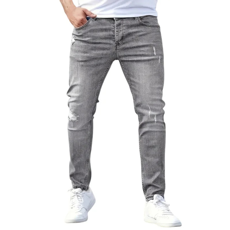 Men Elastic Skinny Jeans Casual Denim Pants Slim Fit Trousers Multi-Pocket Black Jeans Soild Cargo Pants Streetwear Man Clothing