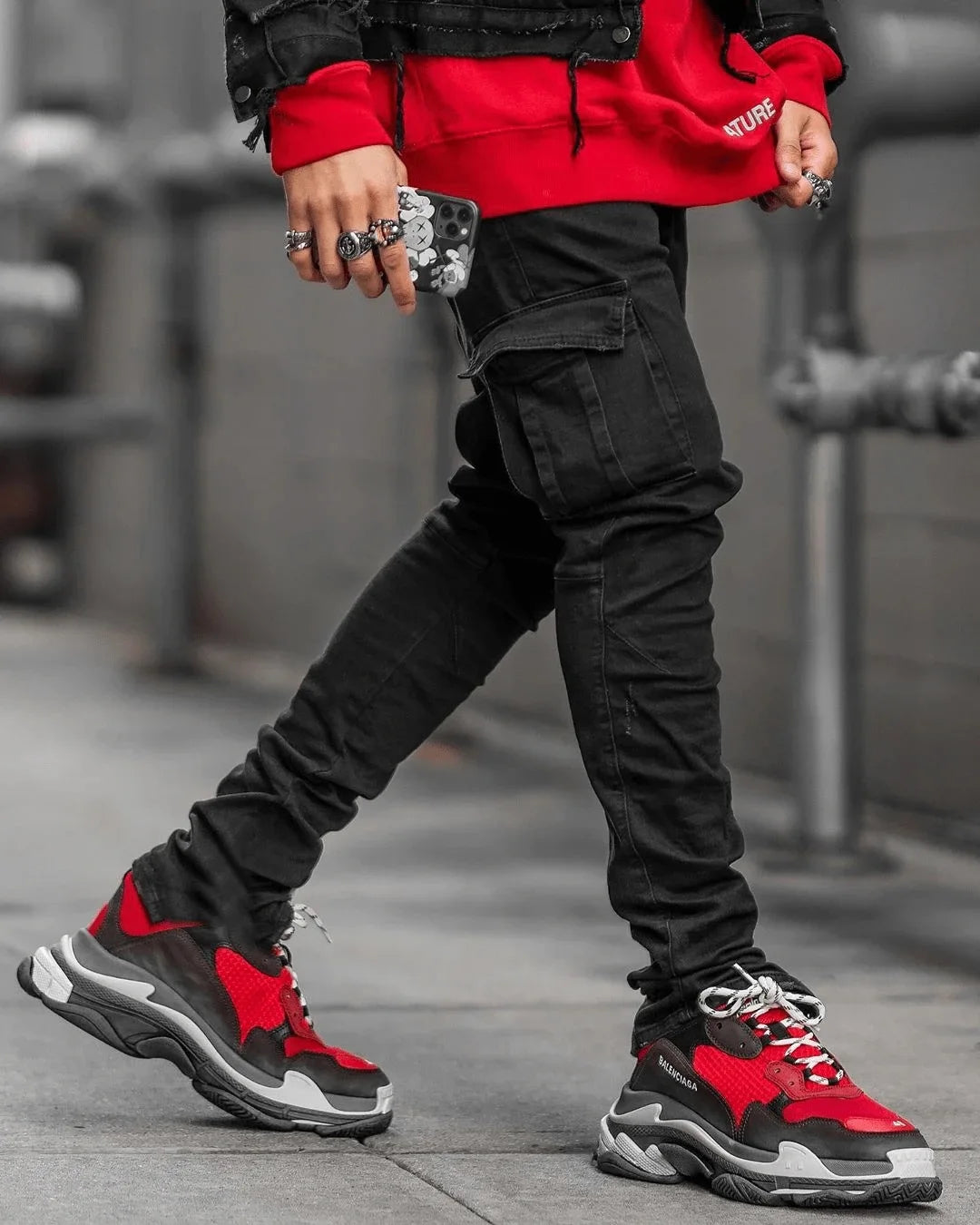 New Spring New Hot Sale Stretch Men's Jeans Fashion Trendy Casual Knee Wear-Resistant Comfortable Zipper Feet Skateboard Pants