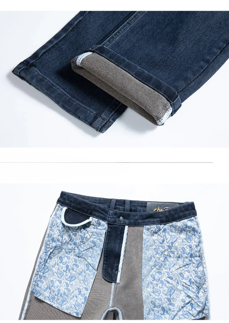 2024 Spring Autumn New Business Straight Jeans Men Embroidery Casual Versatile Fashion Mens Clothing Denim Trousers Male Clothes
