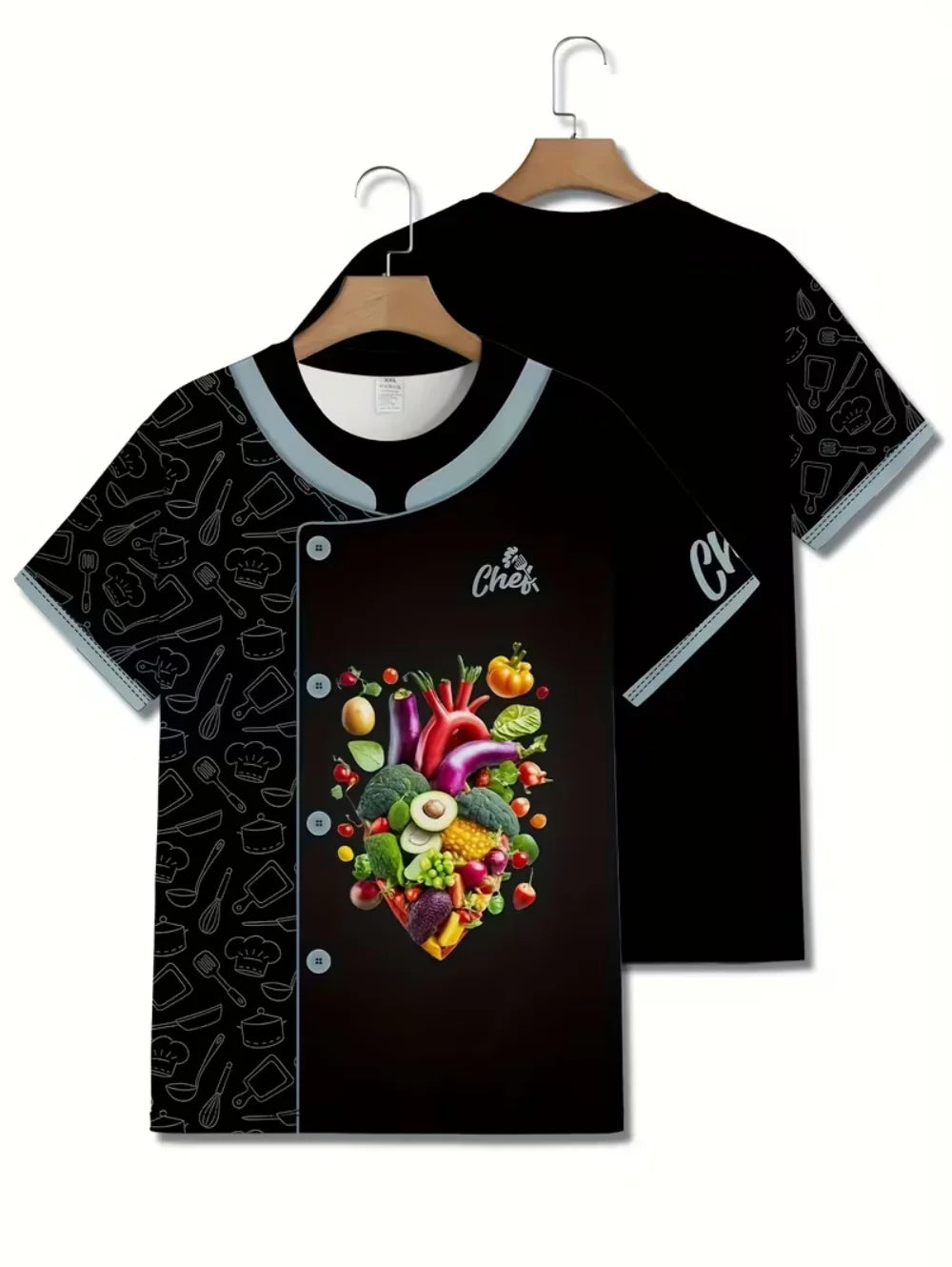 Men T-Shirts 3D Printed Fashion Chef Graphic Summer Short Sleeve Work T-Shirts Loose Lightweight Oversized Funny Work Tees Tops