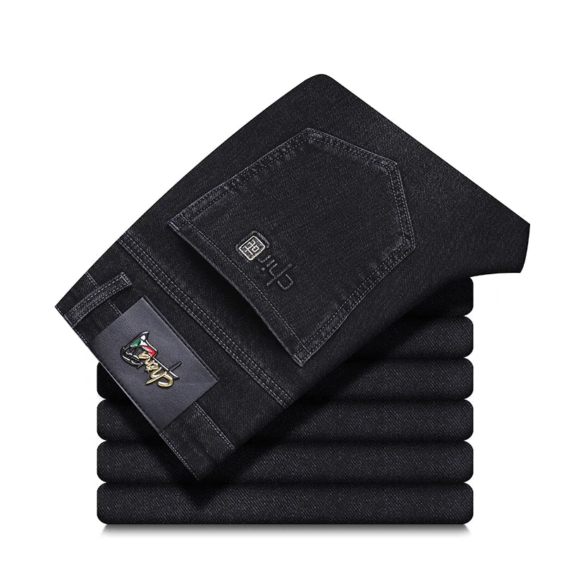 2024 Spring Autumn New Business Straight Jeans Men Embroidery Casual Versatile Fashion Mens Clothing Denim Trousers Male Clothes