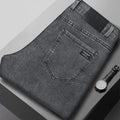 2026 New Men's Slim Jeans Elastic Straight Casual Denim Pants Korean Fashion Cotton Work Male Spring Autumn Trousers Black Gray