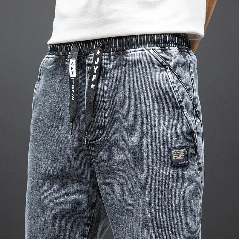 Spring Summer Black Blue Cargo Jeans Men Streetwear Denim Jogger Pants Men Baggy Harem Jean Trousers Plus Size M-8XL