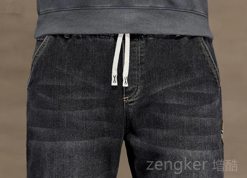 plus size jeans men loose straight autumn man high elasticity father trousers 44 46 48 jeans for men 7XL 6XL 5XL 8XL
