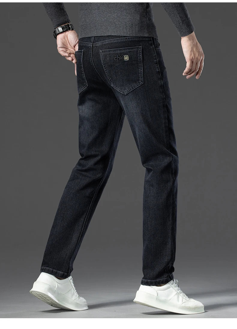 2024 Spring Autumn New Business Straight Jeans Men Embroidery Casual Versatile Fashion Mens Clothing Denim Trousers Male Clothes