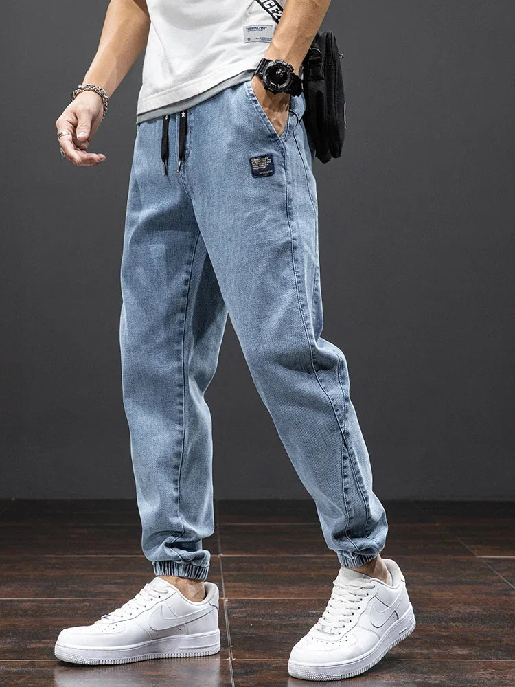 Spring Summer Black Blue Cargo Jeans Men Streetwear Denim Jogger Pants Men Baggy Harem Jean Trousers Plus Size M-8XL