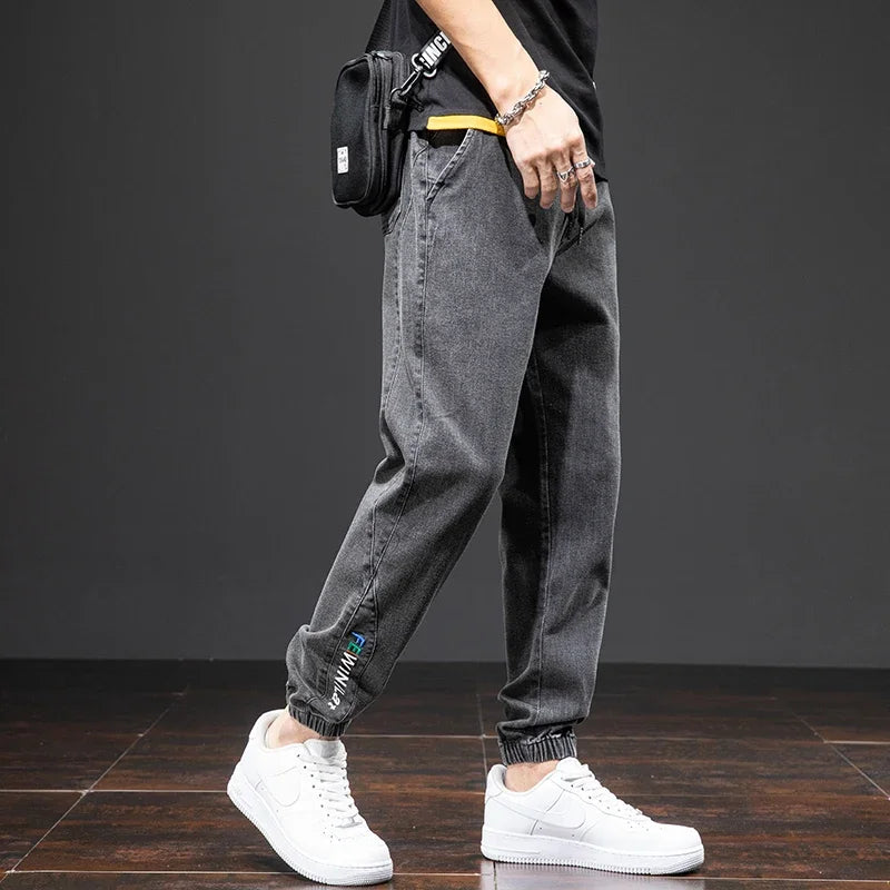 Spring Summer Black Blue Cargo Jeans Men Streetwear Denim Jogger Pants Men Baggy Harem Jean Trousers Plus Size M-8XL