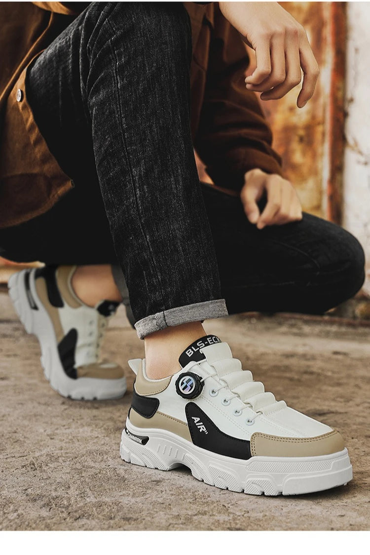 Brand Men Sneakers Leather Platform Casual Shoes for Men Outdoor Comfortable Walking Shoes Luxury Designer Men Running Shoes New