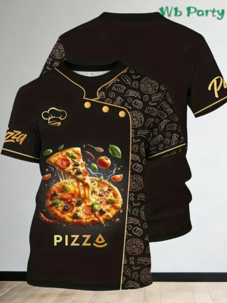 Men T-Shirts 3D Printed Fashion Chef Graphic Summer Short Sleeve Work T-Shirts Loose Lightweight Oversized Funny Work Tees Tops